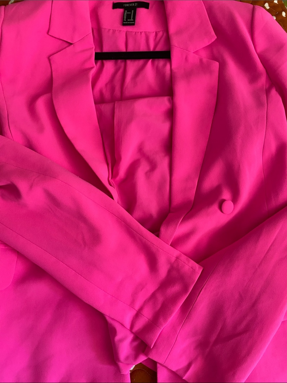 Forever 21 XXI Women's Double-Breasted Neon Pink Blazer - RARE - Picture 8 of 8